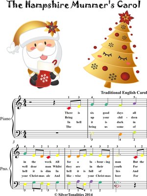 cover image of Hampshire Mummer's Carol Easy Piano Sheet Music with Colored Notes